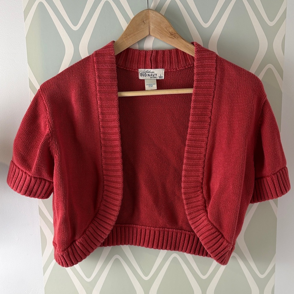 Vintage 00s Old Navy Women's Coral Red Shrug Bolero Sweater